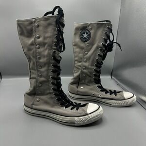 Converse Chuck Taylor All Star XX-Hi Knee High Boots Gray Canvas Womens 8 Rare